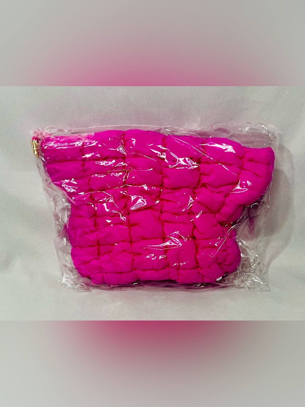 Stylish Quilted Puffer Clutch - Hot Pink